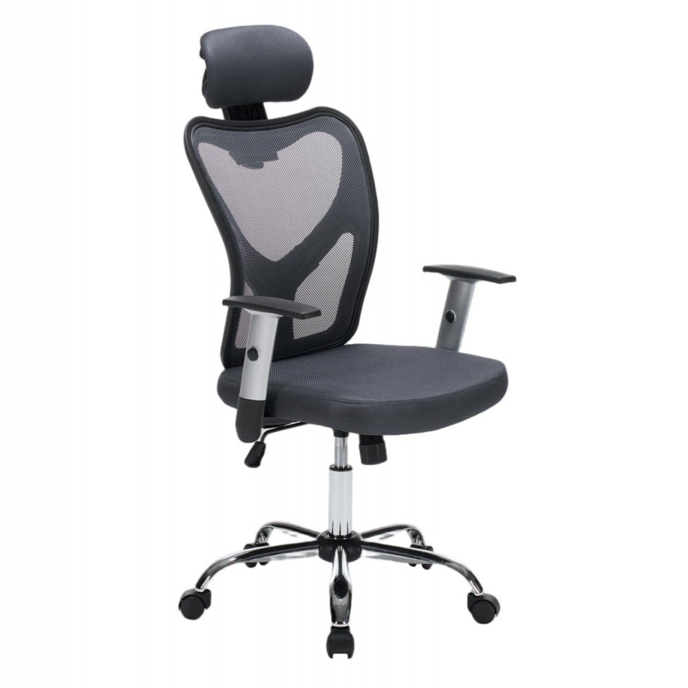 Kαρέκλα γραφείου "CUORE" απο mesh ύφασμα σε χρώμα γκρι/μαύρο 63x61x125