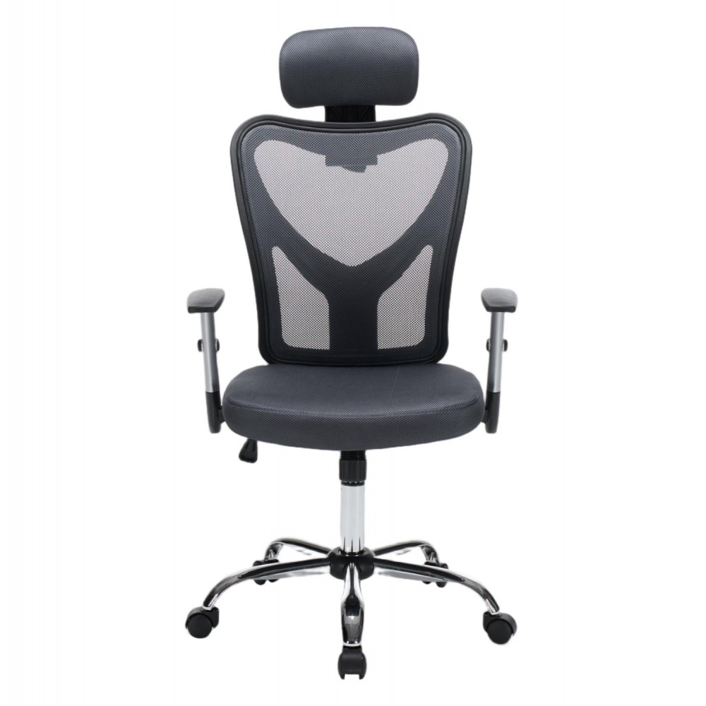 Kαρέκλα γραφείου "CUORE" απο mesh ύφασμα σε χρώμα γκρι/μαύρο 63x61x125