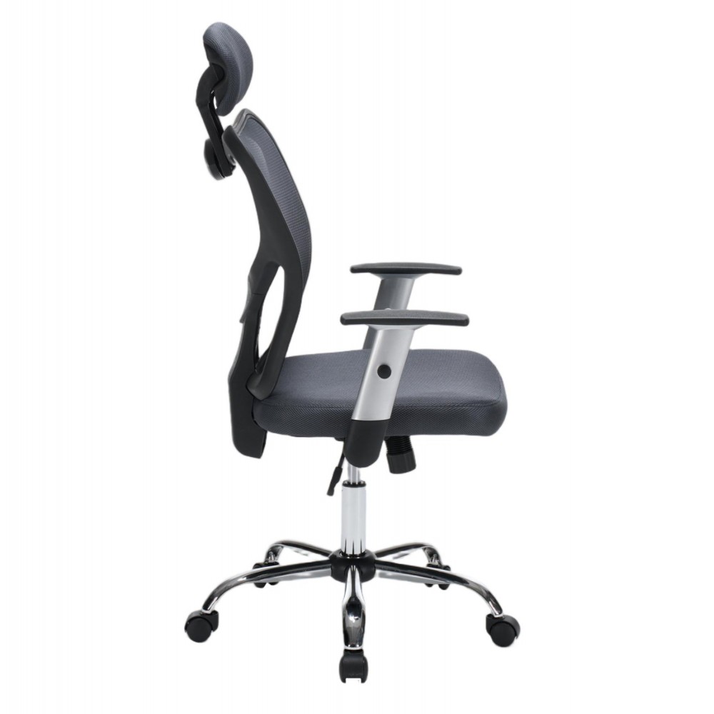 Kαρέκλα γραφείου "CUORE" απο mesh ύφασμα σε χρώμα γκρι/μαύρο 63x61x125