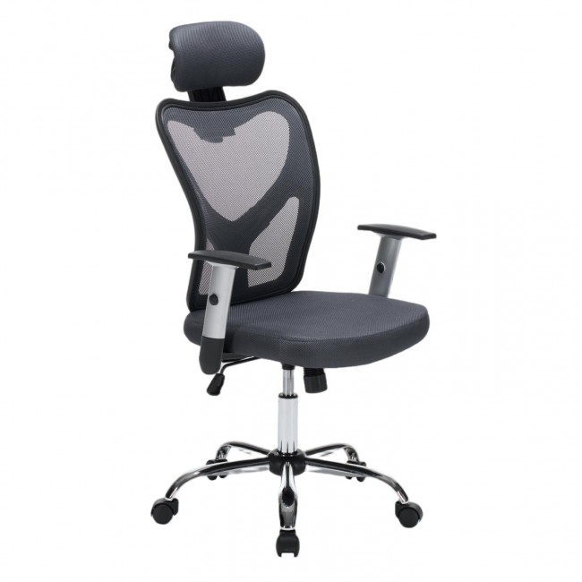 Kαρέκλα γραφείου "CUORE" απο mesh ύφασμα σε χρώμα γκρι/μαύρο 63x61x125