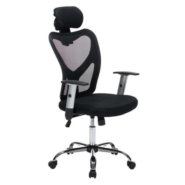 Kαρέκλα γραφείου "CUORE" απο mesh ύφασμα σε χρώμα μαύρο 63x61x125