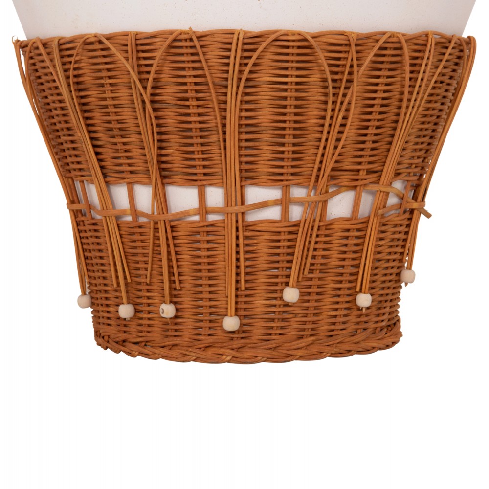 Τραπέζι σαλονιού "PERRAL" από τσιμέντο/rattan σε χρώμα λευκό/φυσικό Φ55x45