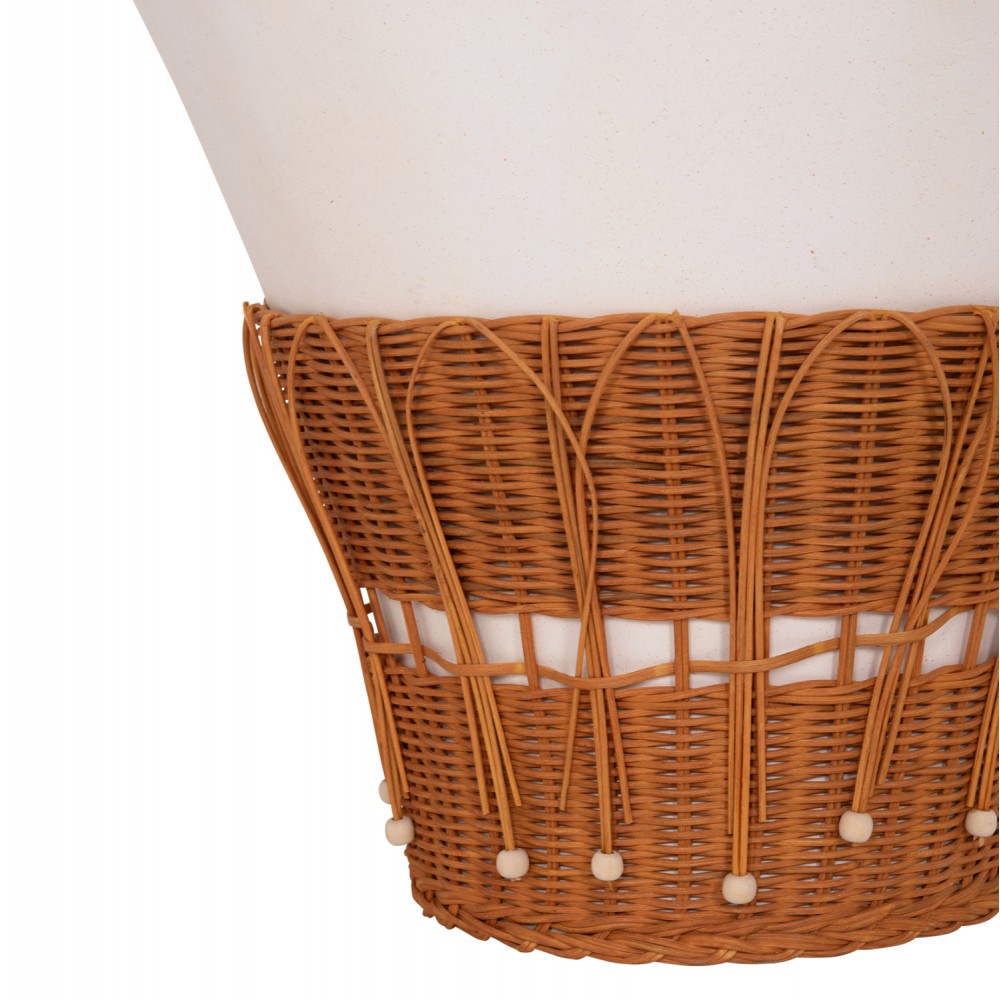 Τραπέζι σαλονιού "PERRAL" από τσιμέντο/rattan σε χρώμα λευκό/φυσικό Φ55x45