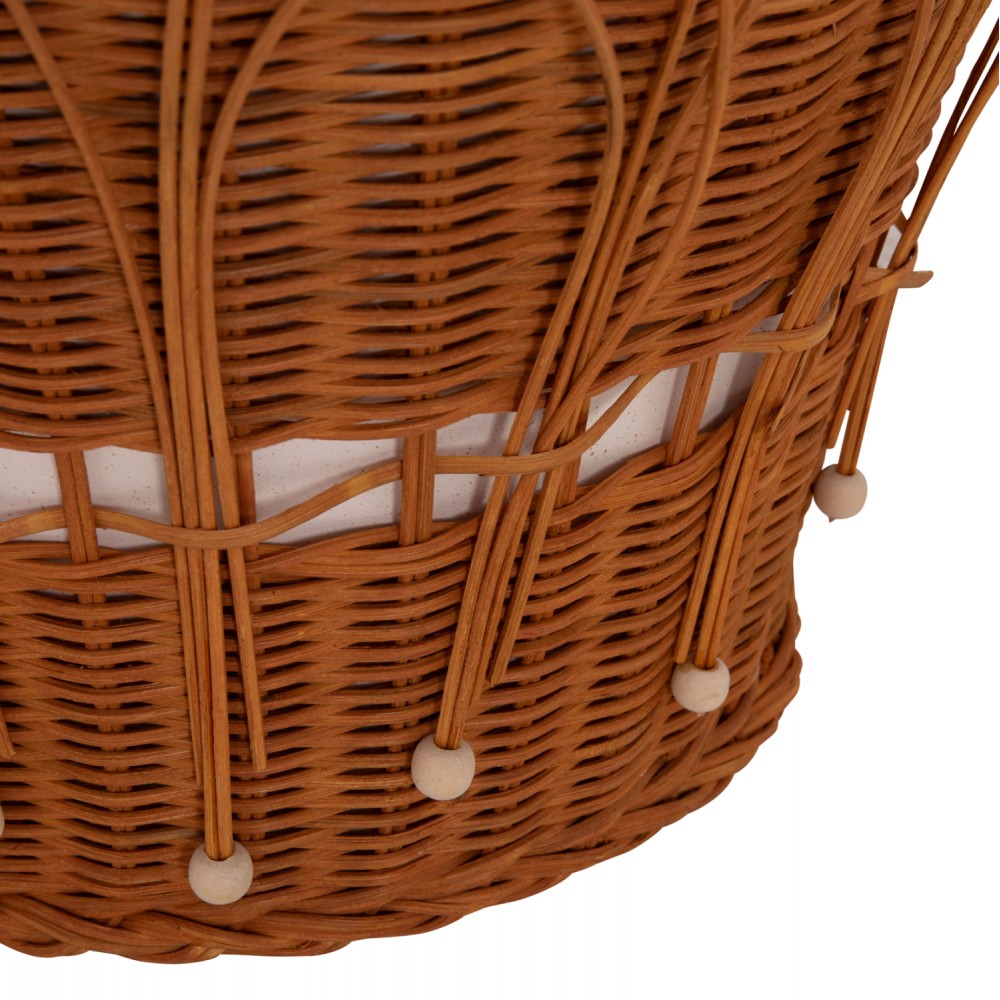 Τραπέζι σαλονιού "PERRAL" από τσιμέντο/rattan σε χρώμα λευκό/φυσικό Φ55x45