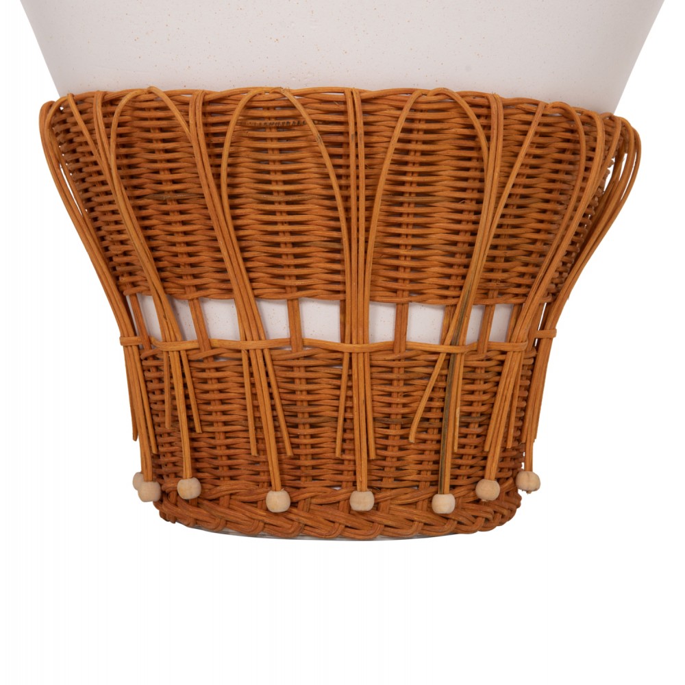 Τραπέζι βοηθητικό "PERRAL" από τσιμέντο/rattan σε χρώμα λευκό/φυσικό Φ42x36