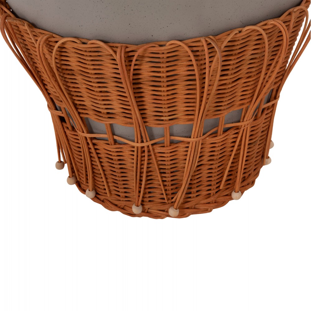 Τραπέζι σαλονιού "PERRAL" από τσιμέντο/rattan σε χρώμα λευκό/φυσικό Φ55x45