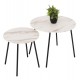 Τραπέζια σαλονιού "CUPPER" 2τμχ απο μέταλλο/MDF σε χρώμα μαύρο/λευκό Φ55x45