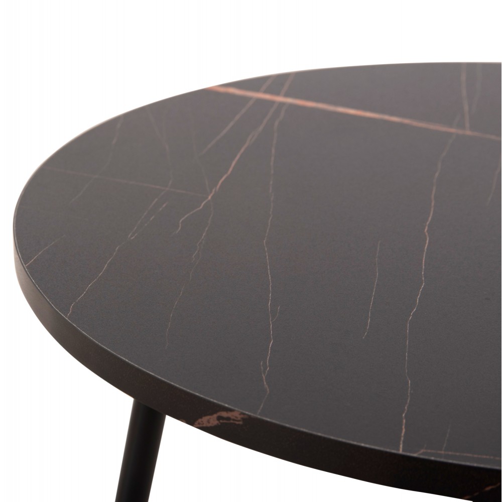 Τραπέζια σαλονιού "CUPPER" 2τμχ από μέταλλο/mdf σε χρώμα μαύρο Φ55x45