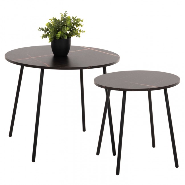 Τραπέζια σαλονιού "CUPPER" 2τμχ. απο μέταλλο/MDF σε χρώμα μαύρο