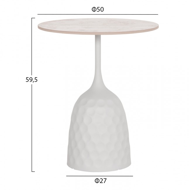 Τραπέζι σαλονιού "LONGSTEM" απο μέταλλο/sintered stone σε χρώμα λευκό/calacatta gold Φ50x59.5