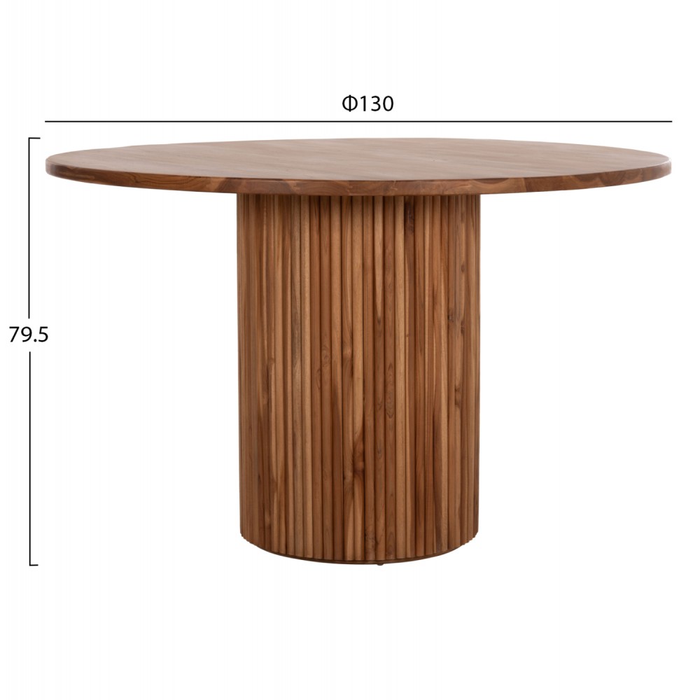 Τραπέζι τραπεζαρίας "RODER" από ξύλο σε φυσικό χρώμα Φ130x79,5