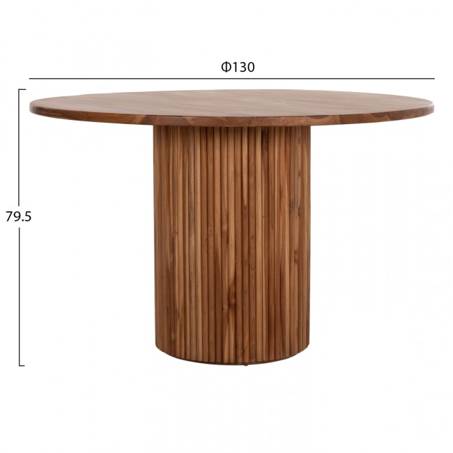 Τραπέζι τραπεζαρίας "RODER" από ξύλο σε φυσικό χρώμα Φ130x79,5