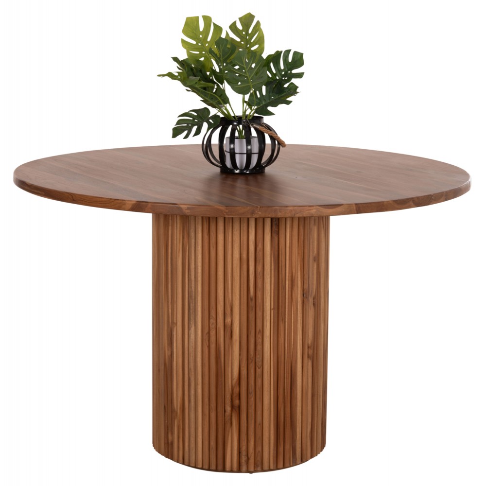 Τραπέζι τραπεζαρίας "RODER" από ξύλο σε φυσικό χρώμα Φ130x79,5