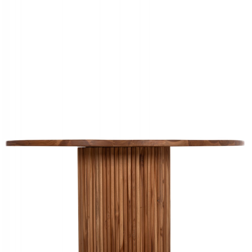 Τραπέζι τραπεζαρίας "RODER" από ξύλο σε φυσικό χρώμα Φ130x79,5