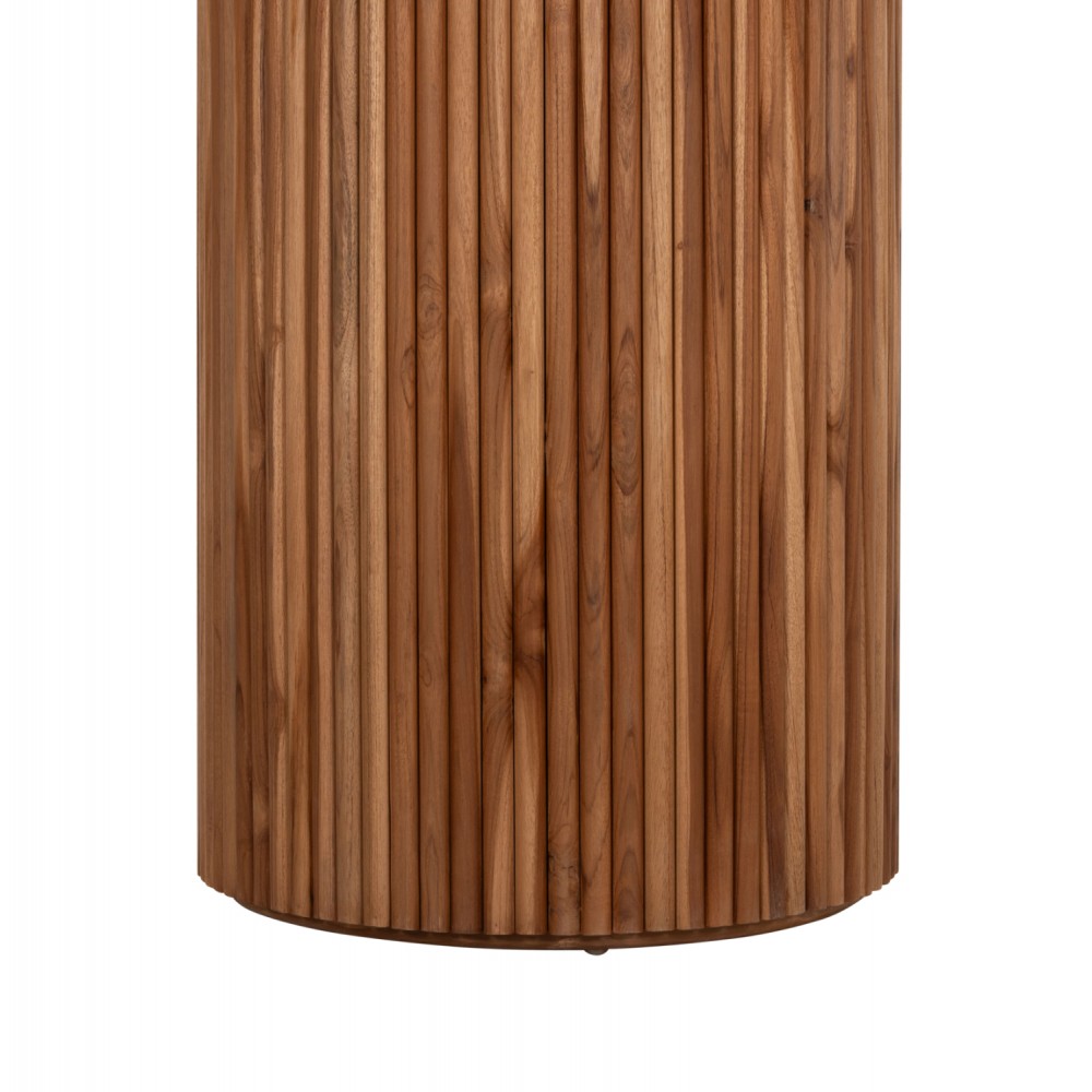 Τραπέζι τραπεζαρίας "RODER" από ξύλο σε φυσικό χρώμα Φ130x79,5