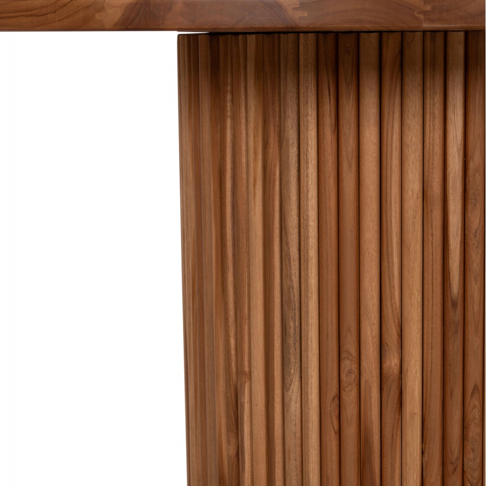 Τραπέζι τραπεζαρίας "RODER" από ξύλο σε φυσικό χρώμα Φ130x79,5