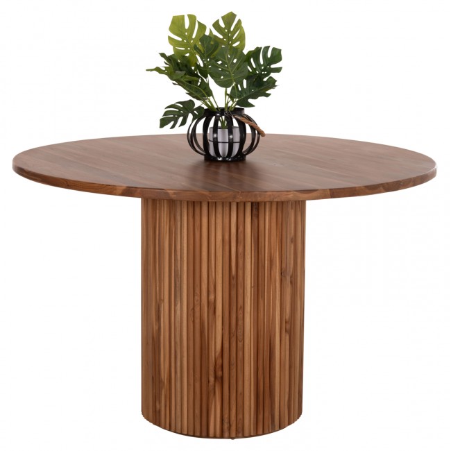 Τραπέζι τραπεζαρίας "RODER" από ξύλο σε φυσικό χρώμα Φ130x79,5