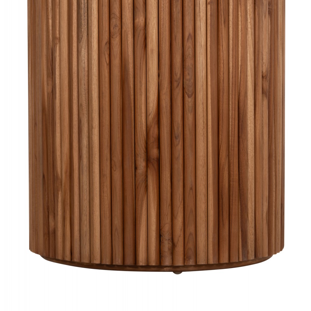 Τραπέζι τραπεζαρίας "RODER" από ξύλο σε φυσικό χρώμα Φ130x79,5