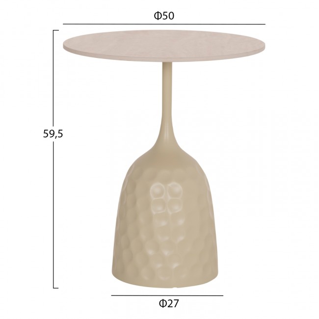 Τραπέζι σαλονιού "LONGSTEM" απο μέταλλο/sintered stone σε χρώμα σαμπανι/τραβερτίνα Φ50x59.5