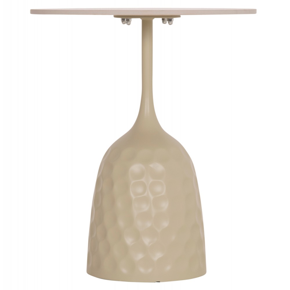 Τραπέζι σαλονιού "LONGSTEM" απο μέταλλο/sintered stone σε χρώμα σαμπανι/τραβερτίνα Φ50x59.5