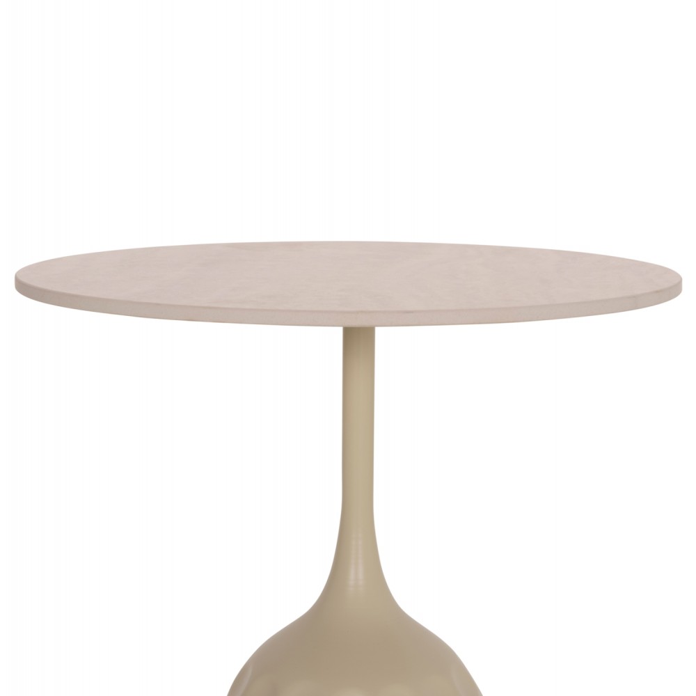 Τραπέζι σαλονιού "LONGSTEM" απο μέταλλο/sintered stone σε χρώμα σαμπανι/τραβερτίνα Φ50x59.5