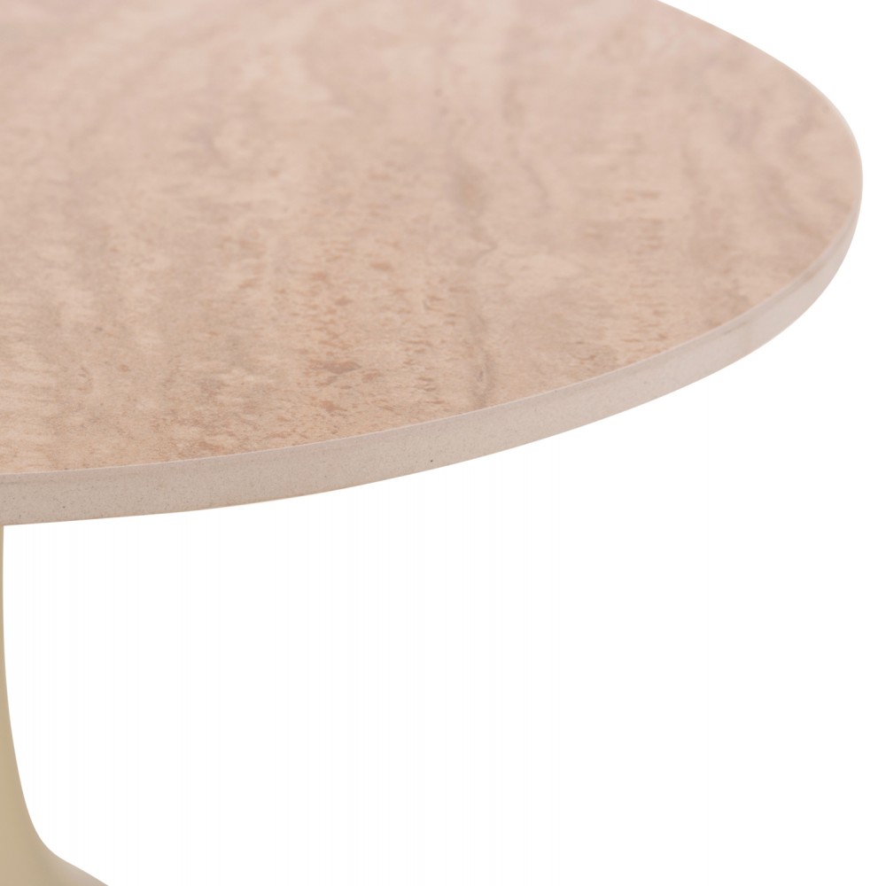 Τραπέζι σαλονιού "LONGSTEM" απο μέταλλο/sintered stone σε χρώμα σαμπανι/τραβερτίνα Φ50x59.5