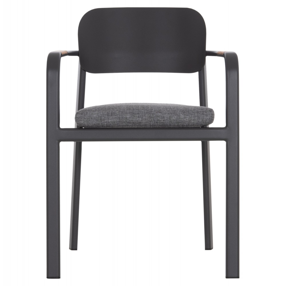 Πολυθρόνα εξωτερικού χώρου "ELARA" απο αλουμίνιο/ξυλο σε χρώμα γκρι/φυσικό 56x62x78