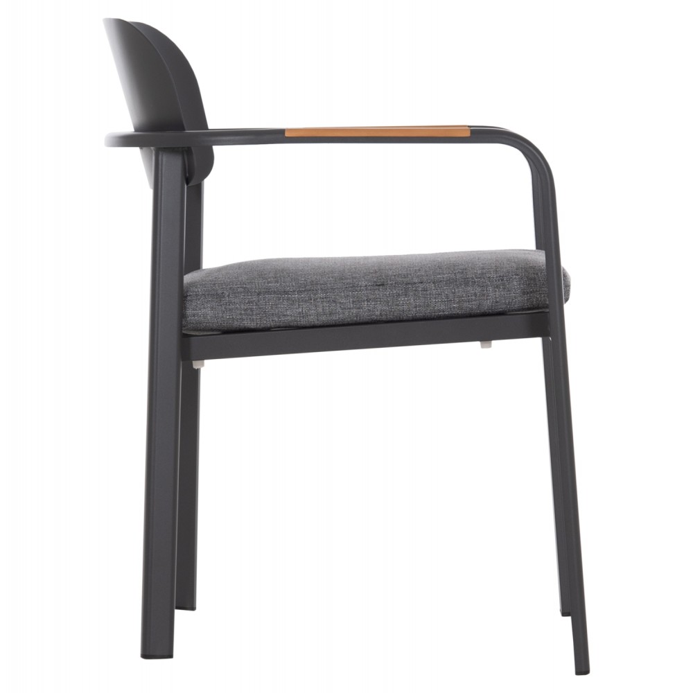 Πολυθρόνα εξωτερικού χώρου "ELARA" απο αλουμίνιο/ξυλο σε χρώμα γκρι/φυσικό 56x62x78