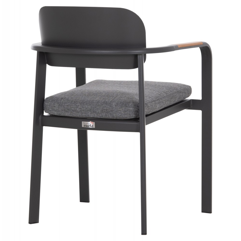 Πολυθρόνα εξωτερικού χώρου "ELARA" απο αλουμίνιο/ξυλο σε χρώμα γκρι/φυσικό 56x62x78