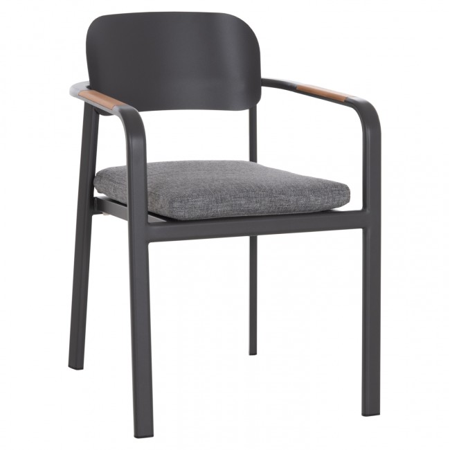 Πολυθρόνα εξωτερικού χώρου "ELARA" απο αλουμίνιο/ξυλο σε χρώμα γκρι/φυσικό 56x62x78