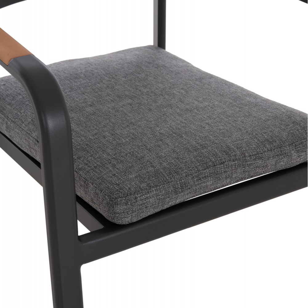 Πολυθρόνα εξωτερικού χώρου "ELARA" απο αλουμίνιο/ξυλο σε χρώμα γκρι/φυσικό 56x62x78