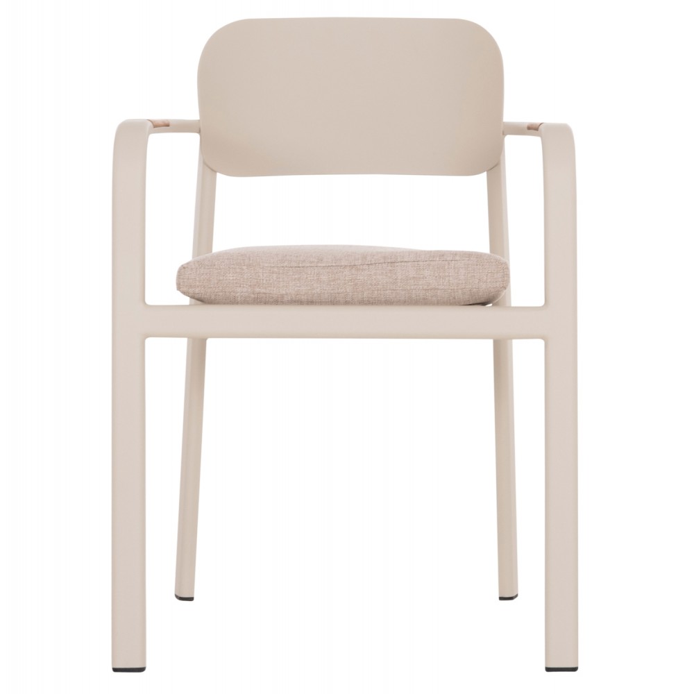 Πολυθρόνα εξωτερικού χώρου "ELARA" απο αλουμίνιο/ξυλο σε χρώμα μπεζ/φυσικό 56x62x78