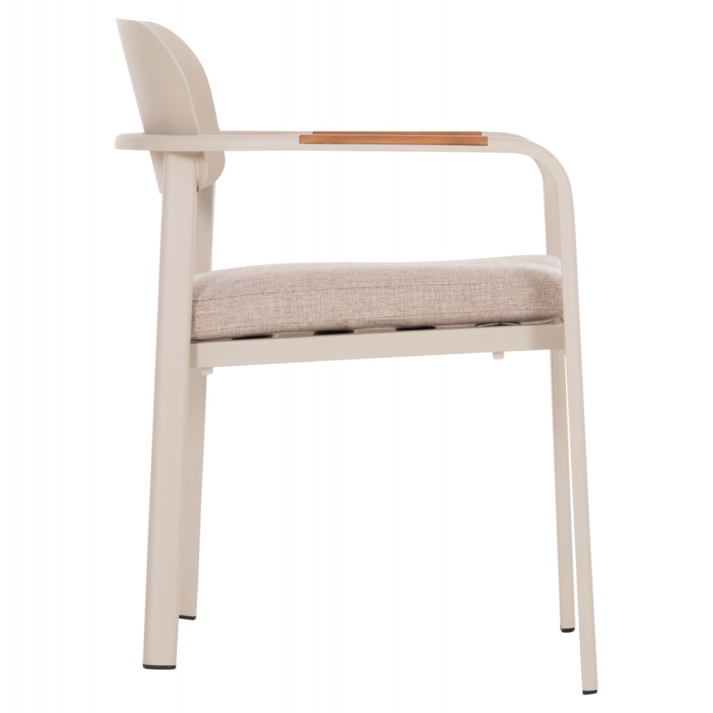 Πολυθρόνα εξωτερικού χώρου "ELARA" απο αλουμίνιο/ξυλο σε χρώμα μπεζ/φυσικό 56x62x78