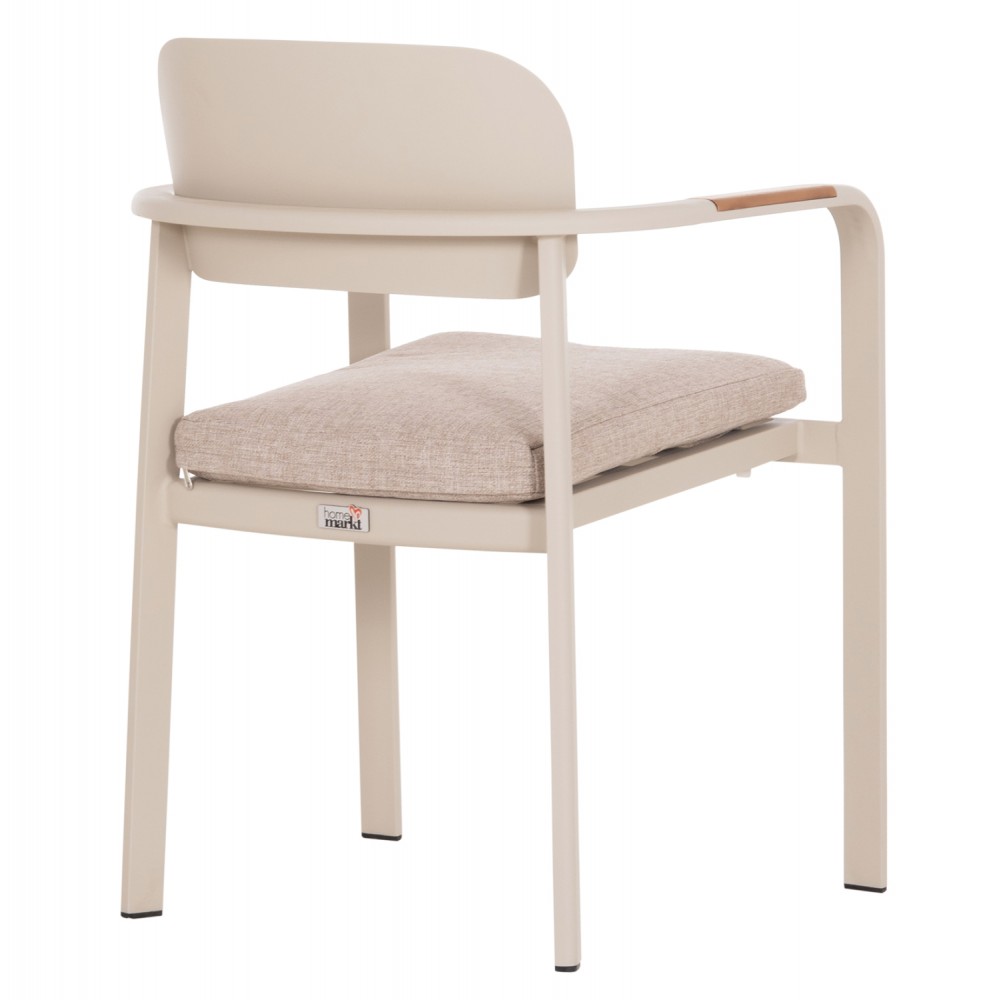 Πολυθρόνα εξωτερικού χώρου "ELARA" απο αλουμίνιο/ξυλο σε χρώμα μπεζ/φυσικό 56x62x78