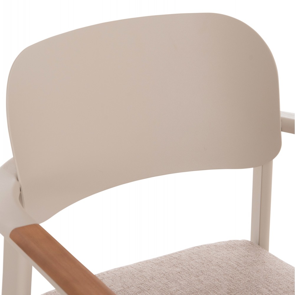 Πολυθρόνα εξωτερικού χώρου "ELARA" απο αλουμίνιο/ξυλο σε χρώμα μπεζ/φυσικό 56x62x78