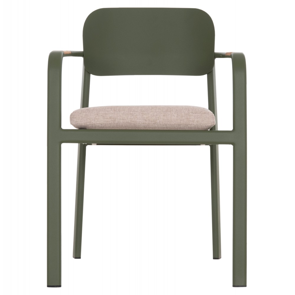 Πολυθρόνα εξωτερικού χώρου "ELARA" απο αλουμίνιο/ξυλο σε χρώμα πράσινο/φυσικό 56x62x78