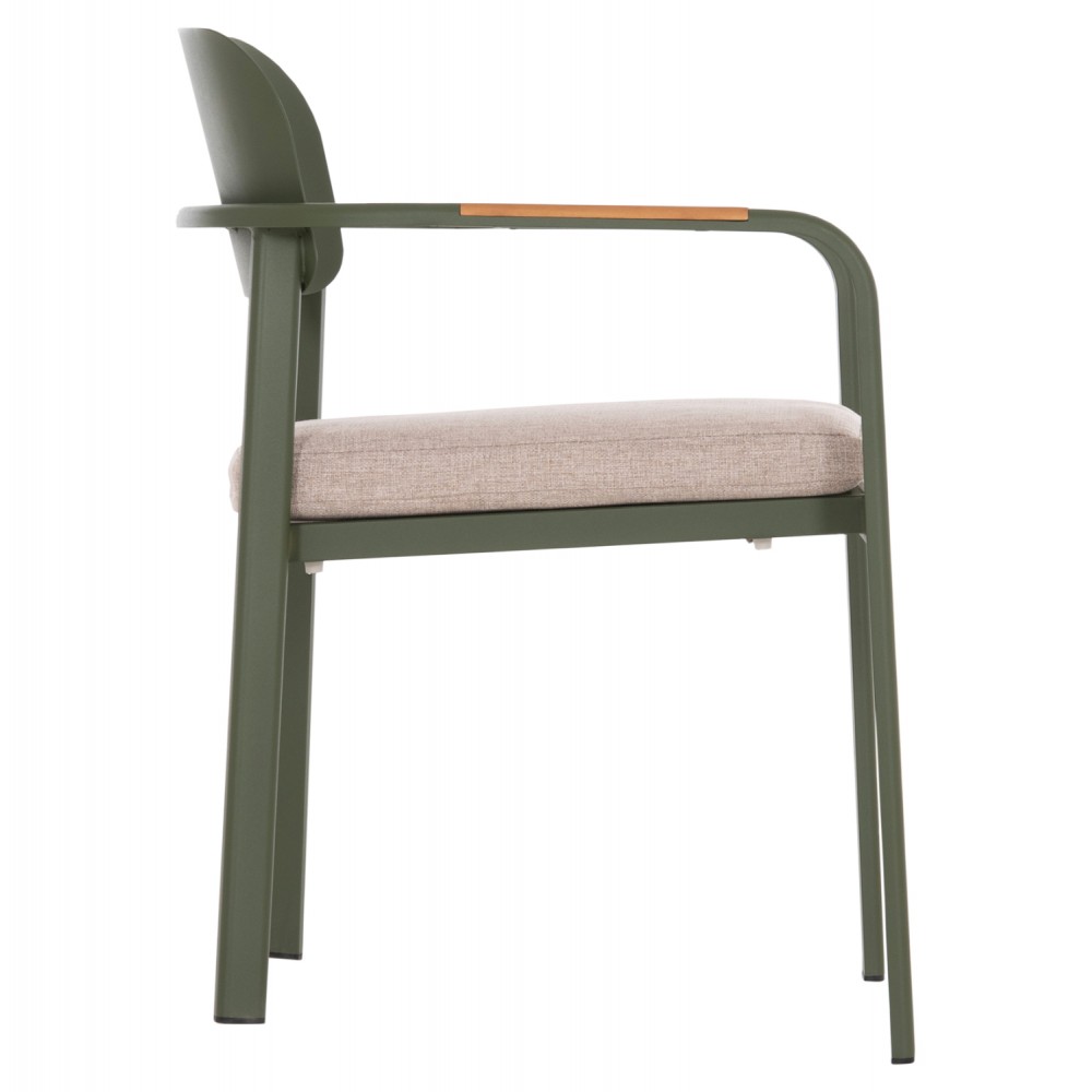 Πολυθρόνα εξωτερικού χώρου "ELARA" απο αλουμίνιο/ξυλο σε χρώμα πράσινο/φυσικό 56x62x78