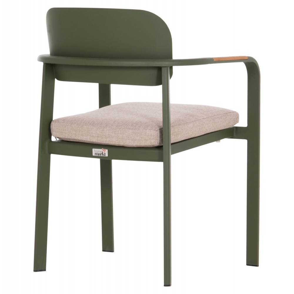 Πολυθρόνα εξωτερικού χώρου "ELARA" απο αλουμίνιο/ξυλο σε χρώμα πράσινο/φυσικό 56x62x78