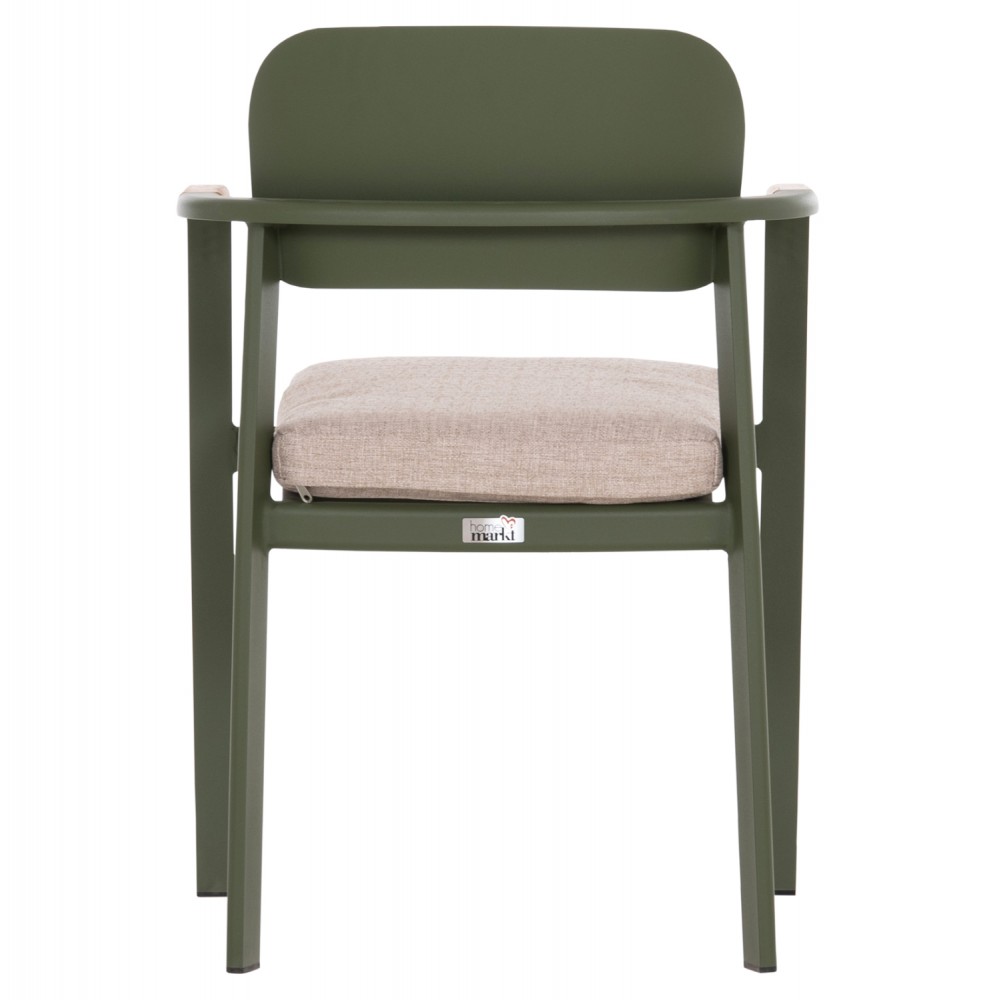 Πολυθρόνα εξωτερικού χώρου "ELARA" απο αλουμίνιο/ξυλο σε χρώμα πράσινο/φυσικό 56x62x78