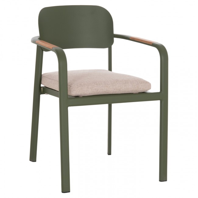 Πολυθρόνα εξωτερικού χώρου "ELARA" απο αλουμίνιο/ξυλο σε χρώμα πράσινο/φυσικό 56x62x78