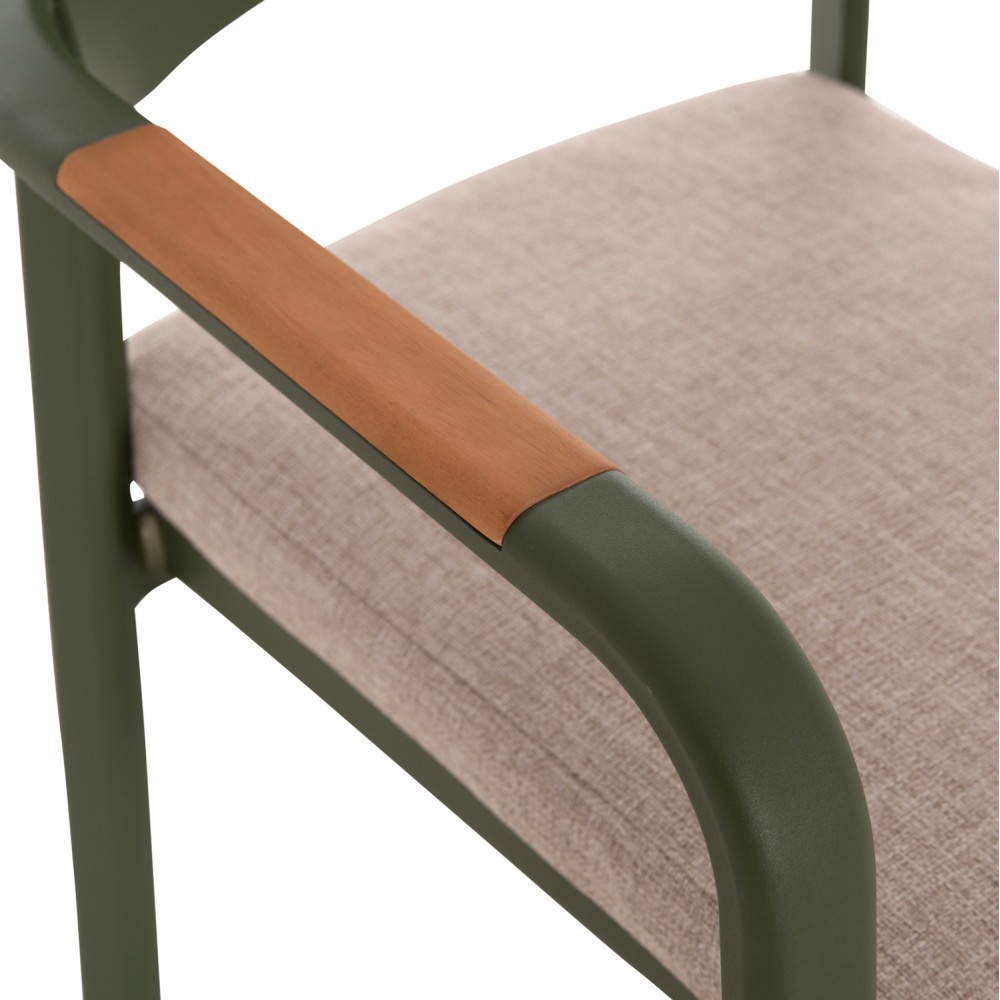 Πολυθρόνα εξωτερικού χώρου "ELARA" απο αλουμίνιο/ξυλο σε χρώμα πράσινο/φυσικό 56x62x78