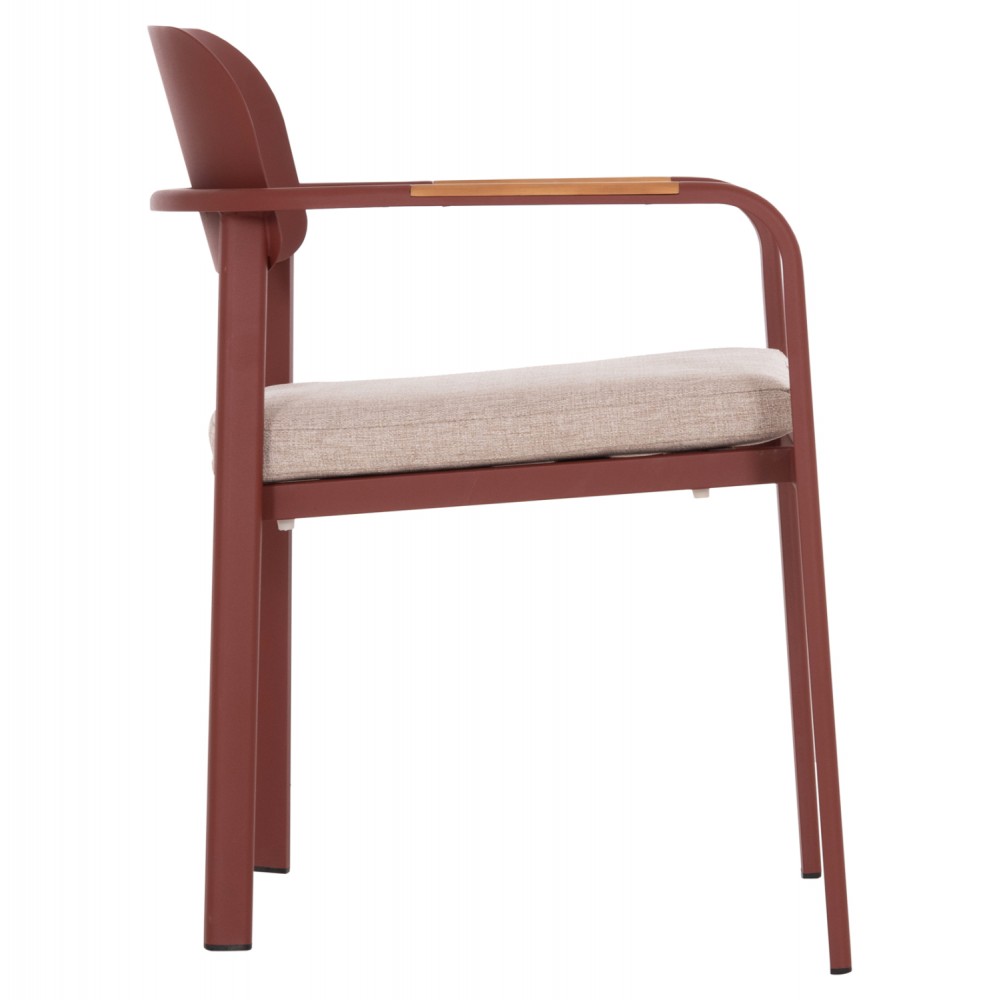 Πολυθρόνα εξωτερικού χώρου "ELARA" απο αλουμίνιο/ξυλο σε χρώμα κεραμιδί/φυσικό 56x62x78