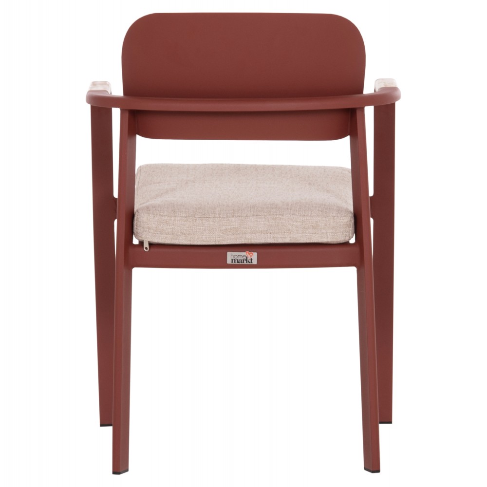 Πολυθρόνα εξωτερικού χώρου "ELARA" απο αλουμίνιο/ξυλο σε χρώμα κεραμιδί/φυσικό 56x62x78