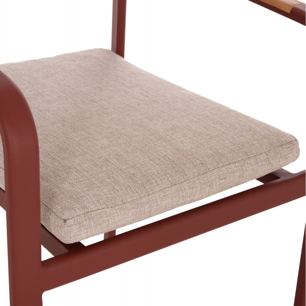 Πολυθρόνα εξωτερικού χώρου "ELARA" απο αλουμίνιο/ξυλο σε χρώμα κεραμιδί/φυσικό 56x62x78