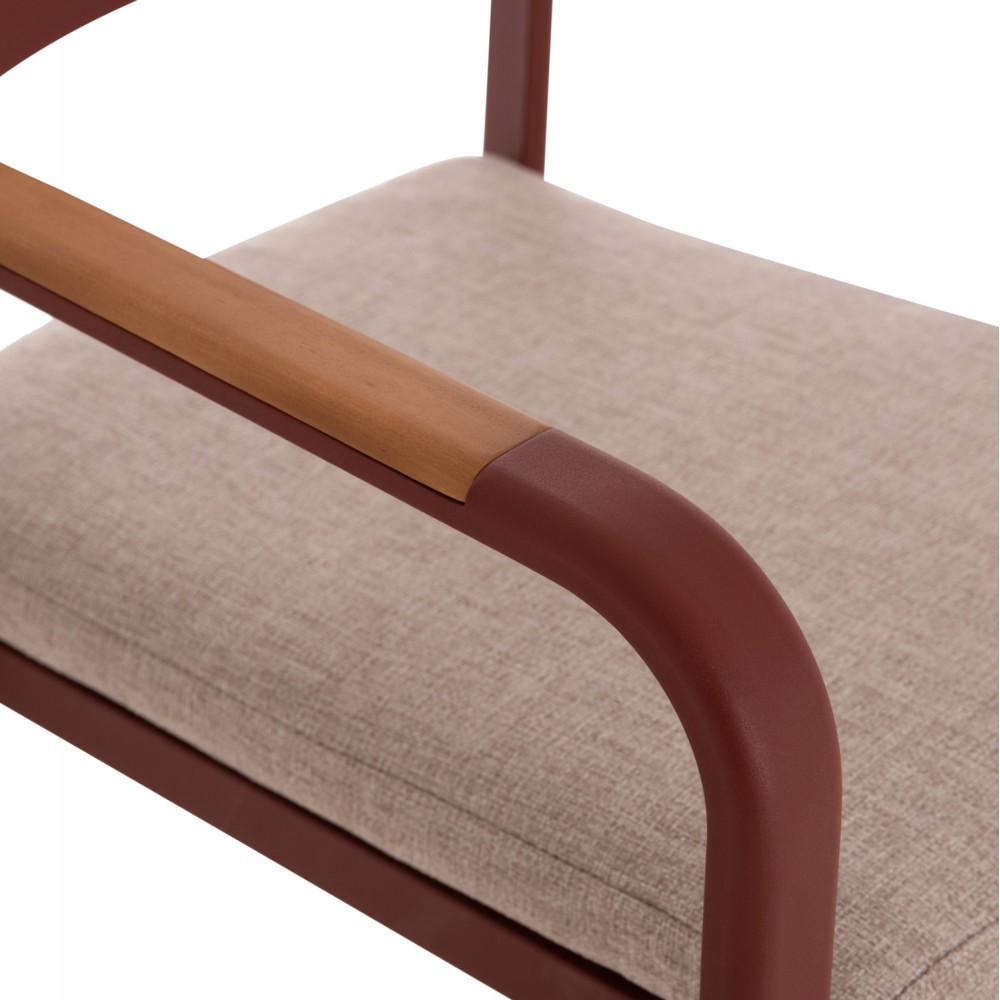 Πολυθρόνα εξωτερικού χώρου "ELARA" απο αλουμίνιο/ξυλο σε χρώμα κεραμιδί/φυσικό 56x62x78