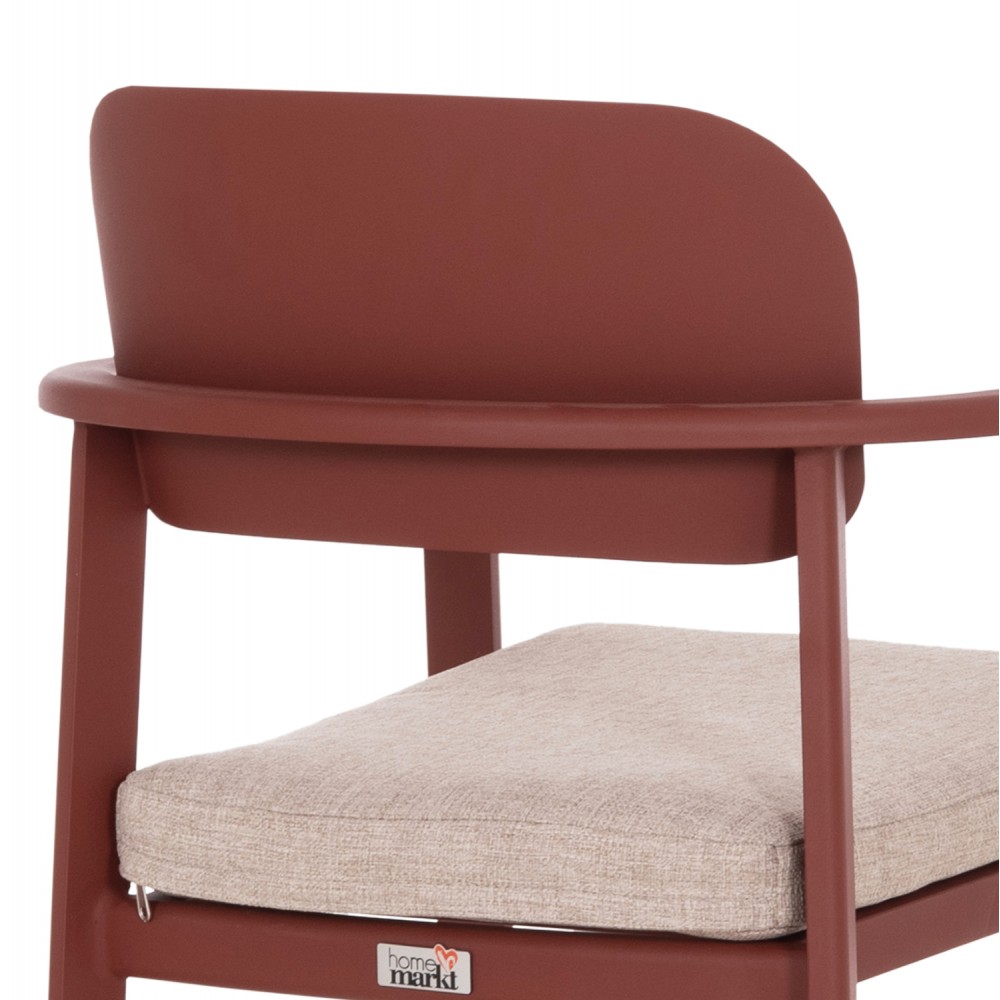 Πολυθρόνα εξωτερικού χώρου "ELARA" απο αλουμίνιο/ξυλο σε χρώμα κεραμιδί/φυσικό 56x62x78