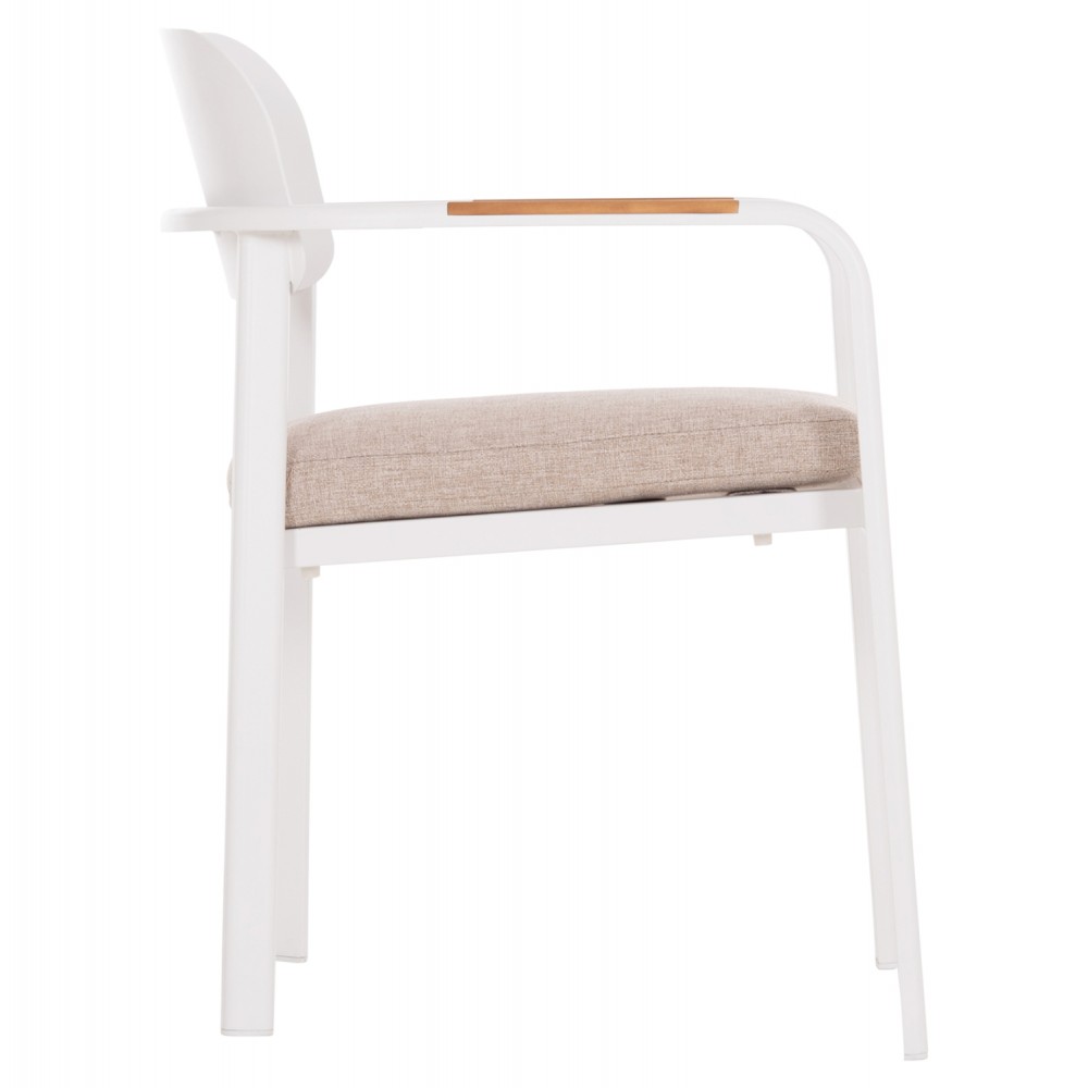 Πολυθρόνα εξωτερικού χώρου "ELARA" απο αλουμίνιο/ξυλο σε χρώμα λευκό/φυσικό 56x62x78