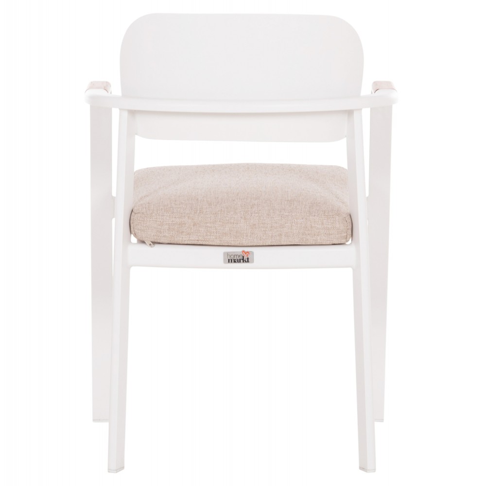 Πολυθρόνα εξωτερικού χώρου "ELARA" απο αλουμίνιο/ξυλο σε χρώμα λευκό/φυσικό 56x62x78