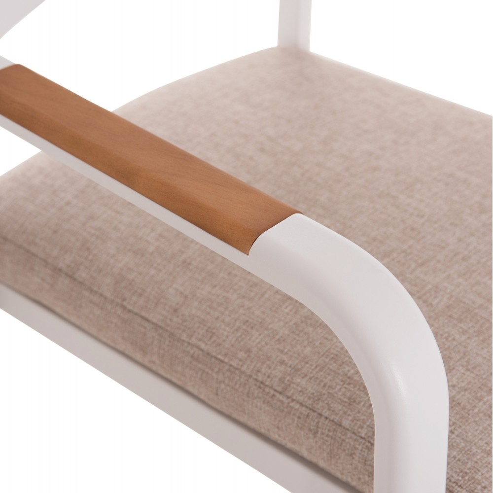 Πολυθρόνα εξωτερικού χώρου "ELARA" απο αλουμίνιο/ξυλο σε χρώμα λευκό/φυσικό 56x62x78