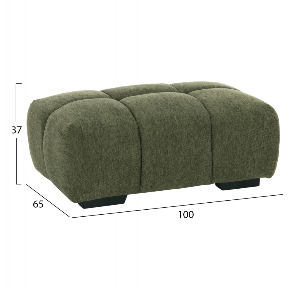 Ταμπουρέ Υποπόδιο "COVEN" απο ύφασμα σε χρώμα πράσινο 100x65x37